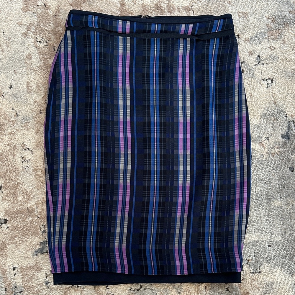 Banana Republic Plaid Pencil Skirt - Blue and Purple